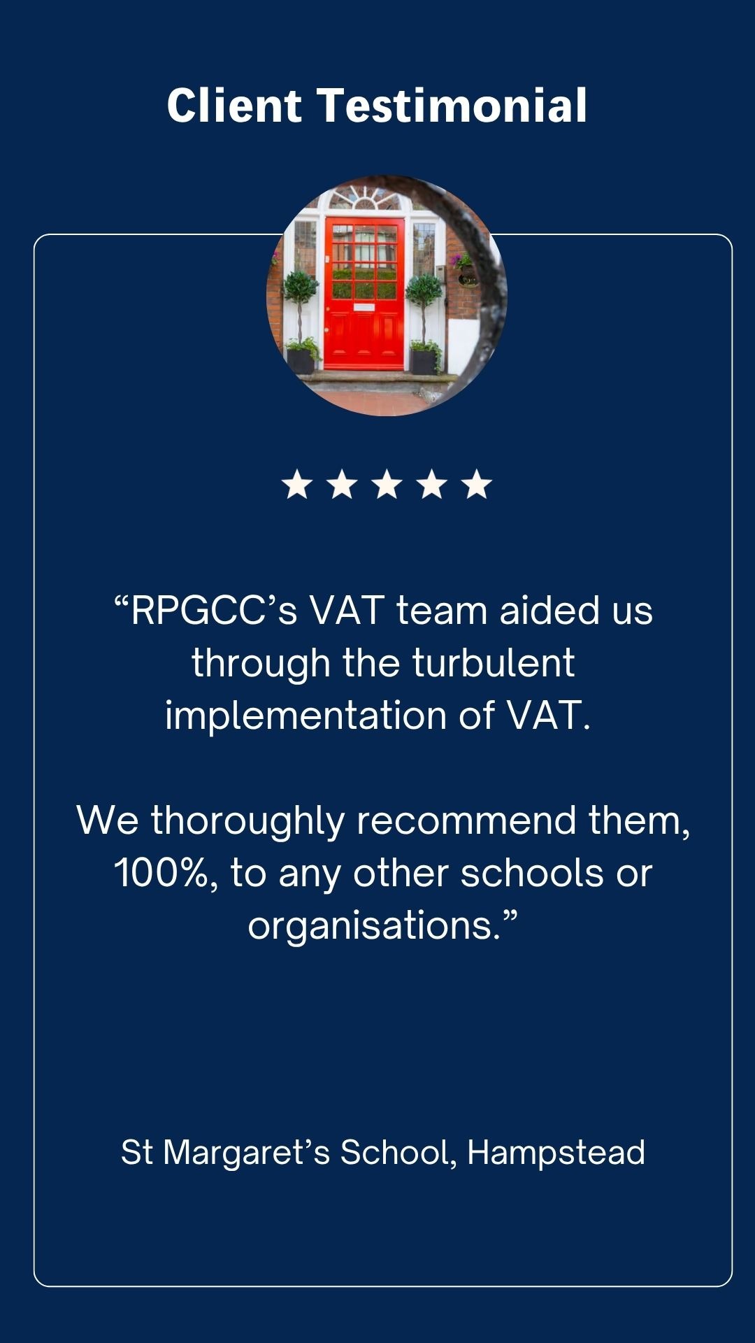 VAT testimonial, VAT independent schools London